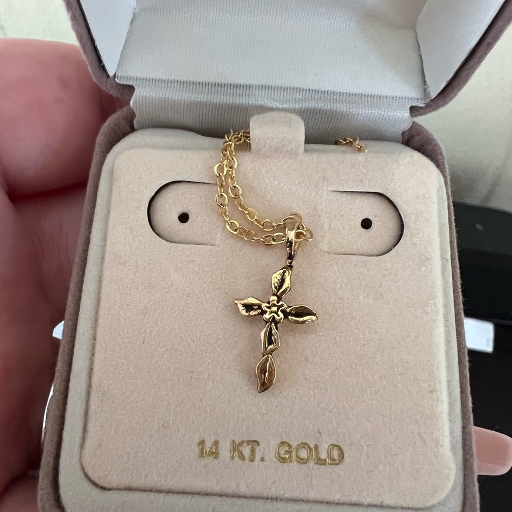 14k gold cross necklace